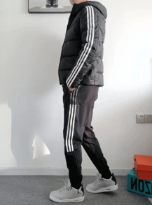 Adidas 阿迪达斯 Tiro21 Wov Pnt 复古运动足球训练侧条纹针织裤，男款，黑色 - 黑色 - 查看 9