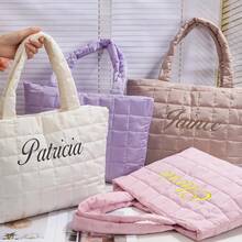 Personalized Embroidered Nylon Tote Bag, Custom Monogram Bridesmaid Gift,Custom Embroidered,Personalized Bag,Embroidered Gift,Monogram Bag,Bridesmaid Gift,Bubble Tote Bag,Cosmetic Pouch,Travel Makeup Bag,Zipper Pouch,Gift For Her,Wedding Party Gift,Quilted Tote,Everyday Bag - Multicolor - View 8