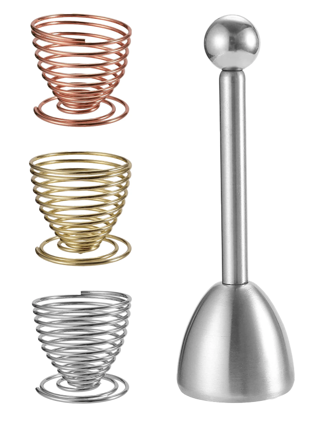 4 piezas Pelador de huevos de acero inoxidable - Para quitar las cáscaras de los huevos hervidos, abridor de cáscaras de precisión, utensilio para el desayuno. - Multicolor - Ver 1