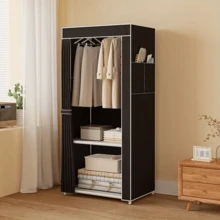 Tủ đựng quần áo dễ lắp ráp kèm nắp chống bụi, làm từ ống thép dày, dung tích lớn, thiết kế đơn giản, giá treo quần áo độc lập với túi bên hông, nhiều màu sắc để lựa chọn, tủ quần áo di động, giá treo quần áo, kệ đựng đồ, tủ quần áo bằng vải không dệt, thanh treo phù hợp cho áo sơ mi, khăn tắm và phụ kiện, lý tưởng để sắp xếp phòng ngủ, tủ quần áo khung kim loại, tấm lưới thoáng khí, tủ quần áo di động, dễ lắp ráp và chắc chắn, phù hợp cho nhà ở, căn hộ, dụng cụ sắp xếp đồ đạc, đồ dùng cần thiết khi đi du lịch. - Nhiều màu - Xem 16