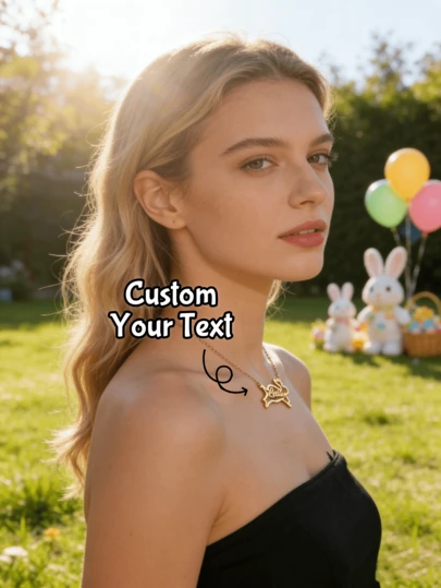 1Pc Custom Text Necklace-Personalized Engraved Message Pendant, Custom Necklace, Valentine's Day Gift, Romantic Jewelry For Her Him, Anniversary Birthday Keepsake, Daily Wear, Date Night, Party, Special Occasions