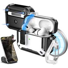 RFUNGUANGO Compatible With AirPods Pro 2nd/1st Case,Magnetic Automatic Lock With Phone Holder & Cleaning Kit,Compatible With Magsafe, Back Magnetic Charging - White - View 1