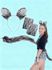 Bộ trang phục sói xám quyến rũ 4 món - Bao gồm mũ đội đầu, găng tay và đuôi, thích hợp cho Halloween, Lễ Phục Sinh, Lễ hội hóa trang, biểu diễn sân khấu, các sự kiện lễ hội, phụ kiện cosplay thời trang và tinh tế, món quà ngày lễ lý tưởng. - Nhiều màu - Xem 11