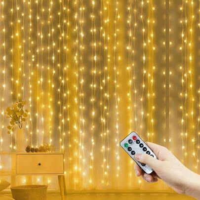 Outdoor String Lights, Fairy Lights, Indoor String Lights, DIY Lights, Garden Decor Hanging Lights, Home & Kitchen Decor Lighting, Party & Wedding Decor, Holiday Lighting Decor, Home Decor Lights, Valentine's Day Decor Lights, 8-Function Remote Control USB Powered LED Curtain Lights, Wall Decor, Birthday Decor Lights, Living Room Bedroom Kitchen Atmosphere Decoration Colorful Lights, Camping Decor Lights
