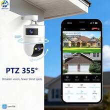 5MP Dual Lens Smart Security Camera With 5X Zoom & AI Tracking, 5G Connectivity With Waterproof Design, Motion Detection With Sound Alerts, Color Night Vision With Custom Alarms, Support For 24/7 Monitoring - Black and White - View 10