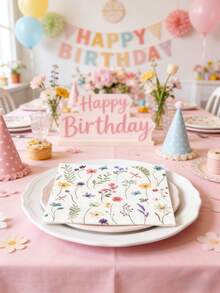 100/60/16 Pcs 6.5 Inch Disposable Floral Printed Napkins, Suitable For Picnics, Weddings, Bridal Showers, 1st Birthday Parties And Other Occasions - Flowers - View 6