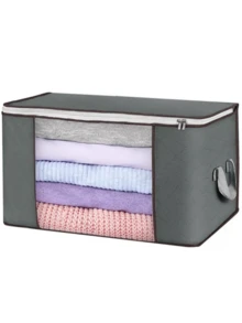 Large Foldable Clothes & Blanket Storage Bags With Clear Window And Reinforced Handles, Dust & Insect Proof For Closet Organization. - Grey - View 11