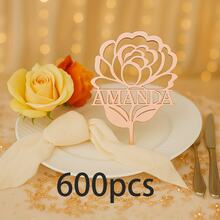 4/12/600 buc Accesorii pentru decor de masă de nuntă, flori de trandafir, design cu inimă dublă, inele pentru șervețele din material PET, suporturi pentru șervețele simple și elegante pentru hotel, nuntă, Ziua Îndrăgostiților, petrecere de ziua de naștere, decorarea mesei de acasă - Formă de trandafir - Vizualizare 8