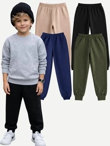 Set Of 4 Boys' Fleece Pants, Sizes 2 To 12 Years | Boys' Winter Sweatpants (Assorted Colors) - Hỗn hợp - Xem 1