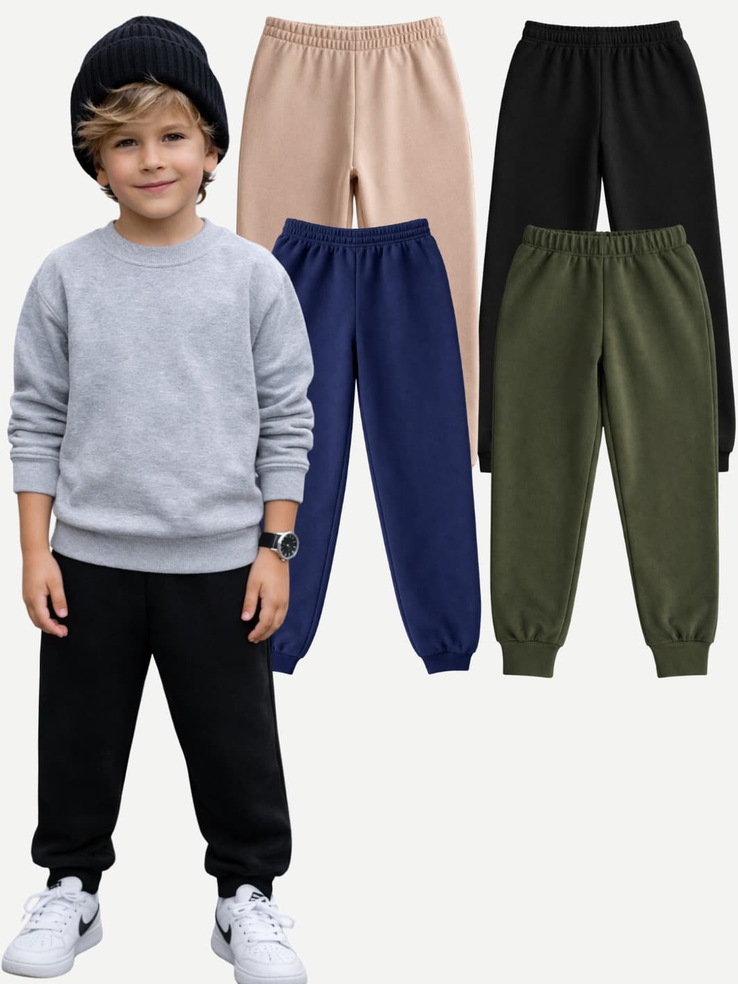 Set Of 4 Boys' Fleece Pants, Sizes 2 To 12 Years | Boys' Winter Sweatpants (Assorted Colors) - Hỗn hợp - Xem 1