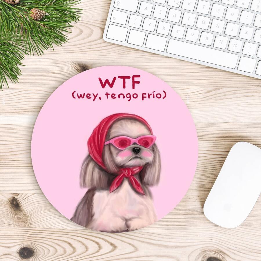 Tapete Para mouse pad En Escritorio Sublimado Con Diseño De Perrito - Redondo - Ver 1