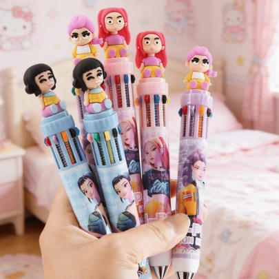 3D Demon Girl Group Push-Button Neutral Pen - Vibrant Multicolor Diary And Writing Pen, Ideal For Easter, Valentine's Day, New Year Gifts, Pajama Party Events, And Back To School Supplies