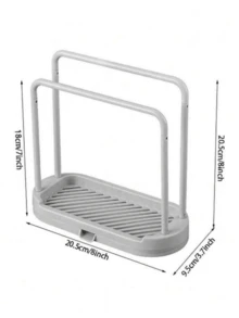 1pc Grey Kitchen Sink Organizer Tray, Rust-Resistant Sink Accessories For Storing Sponges, Dishcloths, Scrubbers - Multicolor - View 11