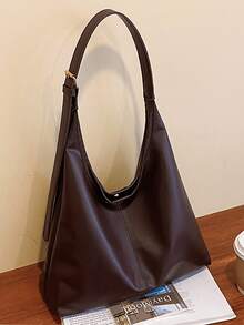 Vintage Commuter Shoulder Bag, Elegant Korean Style Underarm Handbag, Fashionable Large Capacity Women Commuter Bag - A - View 3