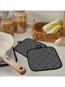 2 piezas Almohadillas resistentes al calor, manteles de mesa lavables, diseño cuadrado con lazos colgantes, adecuados para soportes de ollas calientes, guantes de horno, soportes de ollas, alfombrillas de cocina, toallas de cocina, guantes de cocina - Multicolor - Ver 3