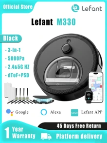 LEFANT M330 Robot Vacuum And Mop, 5000Pa Super Suction, 3.7" Ultra-Thin Body, Precise Navigation, 150 Min Runtime, App Control, Carpet Detection, Pet Hair Removal - EU C Type Plug(220-240V) - View 2