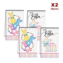 2/4/48pcs Easter Theme Kitchen Dishcloths, Colorful Plaid Rabbit Pattern Polyester Dishcloths, Absorbent Soft , Suitable For Daily Kitchen Cleaning, Decorate Holiday Atmosphere, Practical And Decorative, Easter Decoration, Kitchen Dishcloths - Multicolor - View 13