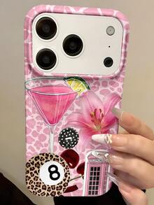 Stylish Cute Leopard Print Pattern Glossy Phone Case Compatible With IPhone 17ProMax 17Pro 17Air 17 16 15 14 13 12 11 Pro Max 16 15 14 Plus Cases Shockproof Back Cover Shell - Coral Pink - View 4