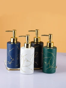 Bình đựng xà phòng lỏng có thể tái sử dụng, thích hợp cho rửa tay, sữa tắm, kem dưỡng da, phòng tắm, nhà bếp, du lịch, khách sạn, nhà hàng, quán cà phê, trang trí, kem dưỡng ẩm, dễ dàng vệ sinh và bảo quản, phụ kiện phòng tắm, quà tặng ngày lễ - Bơm hình trụ + mạ vàng toàn bộ - Xem 2