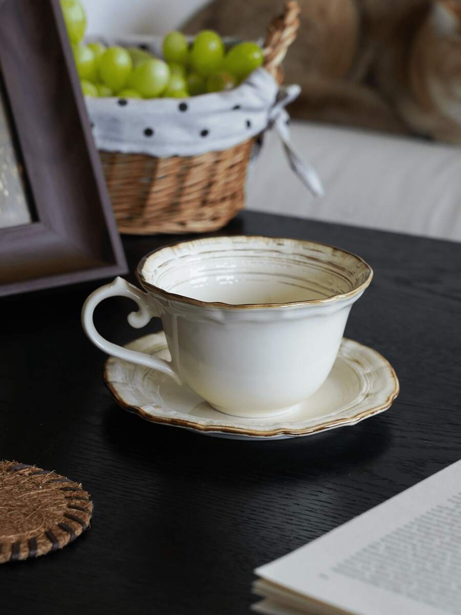 Ceramic Cup Set, High-End Luxury Coffee Cup & Saucer, Retro Home Latte Cup, Mug, Tea Cup - Multicolor - View 1