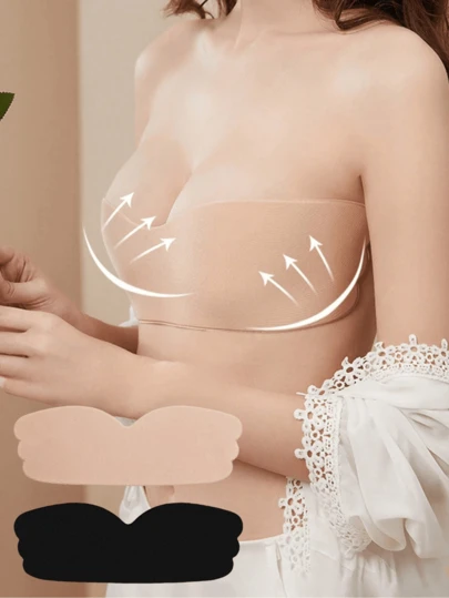 1pc Invisible Strapless Bra, Self-Adhesive Backless Push-Up Bra, Women's Lingerie & Intimates