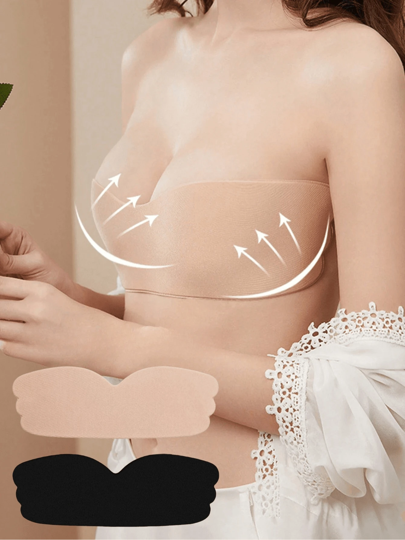 1pc Invisible Strapless Bra, Self-Adhesive Backless Push-Up Bra, Women's Lingerie & Intimates - Multicolor - View 1