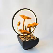 LUMIARTISAN 3-Tier USB Tabletop Fountain | Golden Lotus Leaf With Reflective Lighting | Zen Relaxation Gift - 黃金式三 - 查看 10