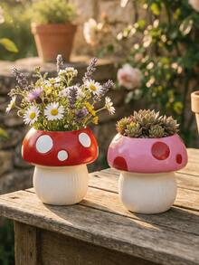 1pc/2pcs Fantasy Mushroom Desktop Storage Basket - Resin Storage Container, Suitable For Planting Plants, Placing Makeup Brush Stands And Office Organizers. - Multiple Styles - View 2