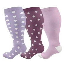 3 Pairs Plus Size Compression Socks - Enhance Performance And Recovery,Wide Calf Fit, Perfect For Running, Cycling, And All Sports, Unisex Design - Multicolor - View 7