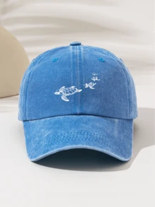 1pc Washed Casual Baseball Cap With 4 Cute Sea Turtle Design, Fashionable & Versatile, Sun Protection, Suitable For Outdoor Sports, Adventure, Beach Vacation, Unisex - Washed Cap - View 19