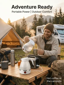 SOKANY 09089 Hervidor eléctrico plegable de silicona de 600W, olla interior de acero inoxidable 304, apto para uso doméstico y de viaje - Blanco - Ver 3