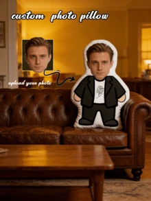 1 Personalized Fun Face Pillow - Customized Photo Double Sided Printing, Customized Face Pillow - Home Style, Ideal Gift For Birthday, Thanksgiving, Christmas - Black Coat - View 3