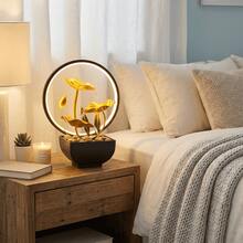 LUMIARTISAN 3-Tier USB Tabletop Fountain | Golden Lotus Leaf With Reflective Lighting | Zen Relaxation Gift - 黃金式三 - 查看 1