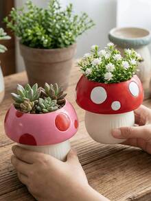 1pc/2pcs Fantasy Mushroom Desktop Storage Basket - Resin Storage Container, Suitable For Planting Plants, Placing Makeup Brush Stands And Office Organizers. - Multiple Styles - View 7