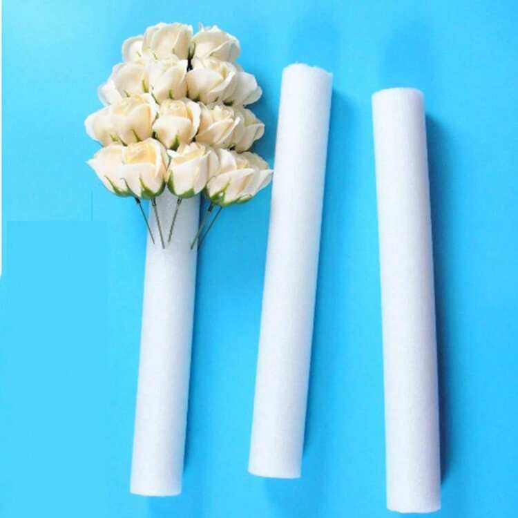 6支装优质白色花泥棒 - DIY婚礼插花底座，实心圆柱形海绵，泡沫花管花泥棒，适用于婚礼装饰、婚礼拱门、活动派对装饰、家居装饰和罗马装饰 - 白色空心 - 查看 6