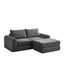 Sofa Bed Set - Grey + Corduroy + 2 Seat - View 11