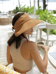 Women's Summer Beach Sun Hat, Wide Brim Foldable UPF 50+ Sun Protection Hat - A - View 3