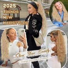 Claw Clip Ponytail Extension - 26" Water Wave Heat-Resistant Synthetic Hairpiece | Women & Girls, Party & Daily - Red - View 2