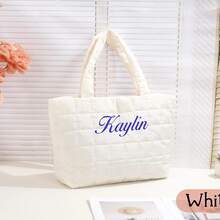 Personalized Embroidered Nylon Tote Bag, Custom Monogram Bridesmaid Gift,Custom Embroidered,Personalized Bag,Embroidered Gift,Monogram Bag,Bridesmaid Gift,Bubble Tote Bag,Cosmetic Pouch,Travel Makeup Bag,Zipper Pouch,Gift For Her,Wedding Party Gift,Quilted Tote,Everyday Bag - Multicolor - View 9
