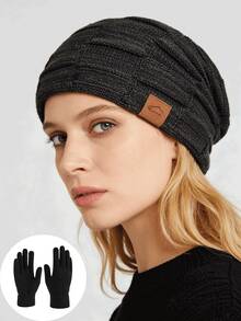 1pc Or 2pcs Gothic Style Men Embroidered Scarf Knitted Beanie, Women's Fashion Street Ski Hat, Warm And Versatile Cold Weather Cap, Loose Fit. - H - View 21