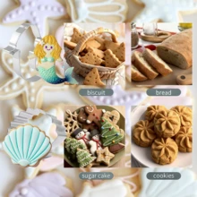 Juego de 12 cortadores de galletas de acero inoxidable con motivos de boda y criaturas marinas, que incluyen novia, novio, sirena, anillo de compromiso y talla grande. Perfectos para decorar pasteles, obsequios de fiesta, celebraciones de compromiso, postres de aniversario y hornear para el Día de San Valentín. - Plateado - Ver 11