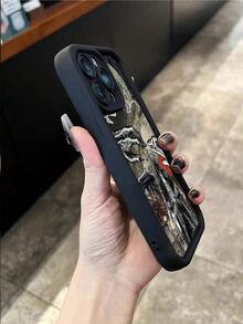 Fundas de moda para teléfonos: fundas estampadas, compatibles con los modelos de la serie Apple 11/12/13/14/15/16/974, con cubierta para la lente de la cámara. Un regalo ideal para San Valentín, Navidad y otras ocasiones festivas. - Negro - Ver 4