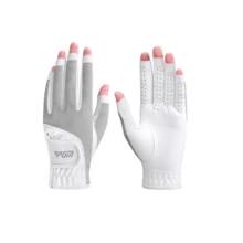 1 Pair Women's Golf Gloves, Open-Finger Design, Breathable Mesh Fabric, Improved Grip System - Grey - View 12
