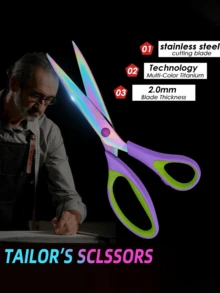 3pcs Elegant Purple Multi-Purpose Scissors Set, Wear-Resistant Titanium Alloy Blades + Skin-Friendly Soft Grip Handle, Essential Tool For Home, Office, And Crafters, Purple & Green - Purple-green - View 6