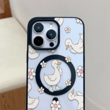 1 Stück, Blumen-Entenmuster, einfaches und stilvolles Handyhülle, magnetische Struktur, Unterstützung für drahtloses Laden von  11/12/13/14/15/17/Air/Pro/Plus/Pro Max und Galaxy S22/S223/S84/S25/Ultra/FE/EDGE-Modellen. Geeignet für Geschenke an Freunde, Valentinstagsgeschenke. - Verschiedenfarbig - Übersicht 2
