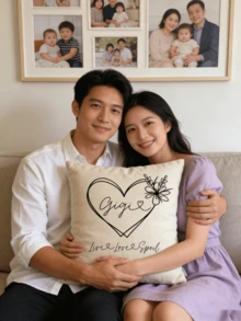 1pc Custom Valentine's Day Throw Pillow, Personalized With Text, Perfect For Daily Use And Romantic Gifts - Multicolor - View 4