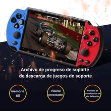 La consola de juegos X7plus de 5,1 pulgadas es una consolade videojuegos portatil con dos joysticks, 8 GB de almacenamiento interno, varios juegos preinstalados, uncontrolador de juegos MP5 y salida de TV. - Multicolor - Ver 5