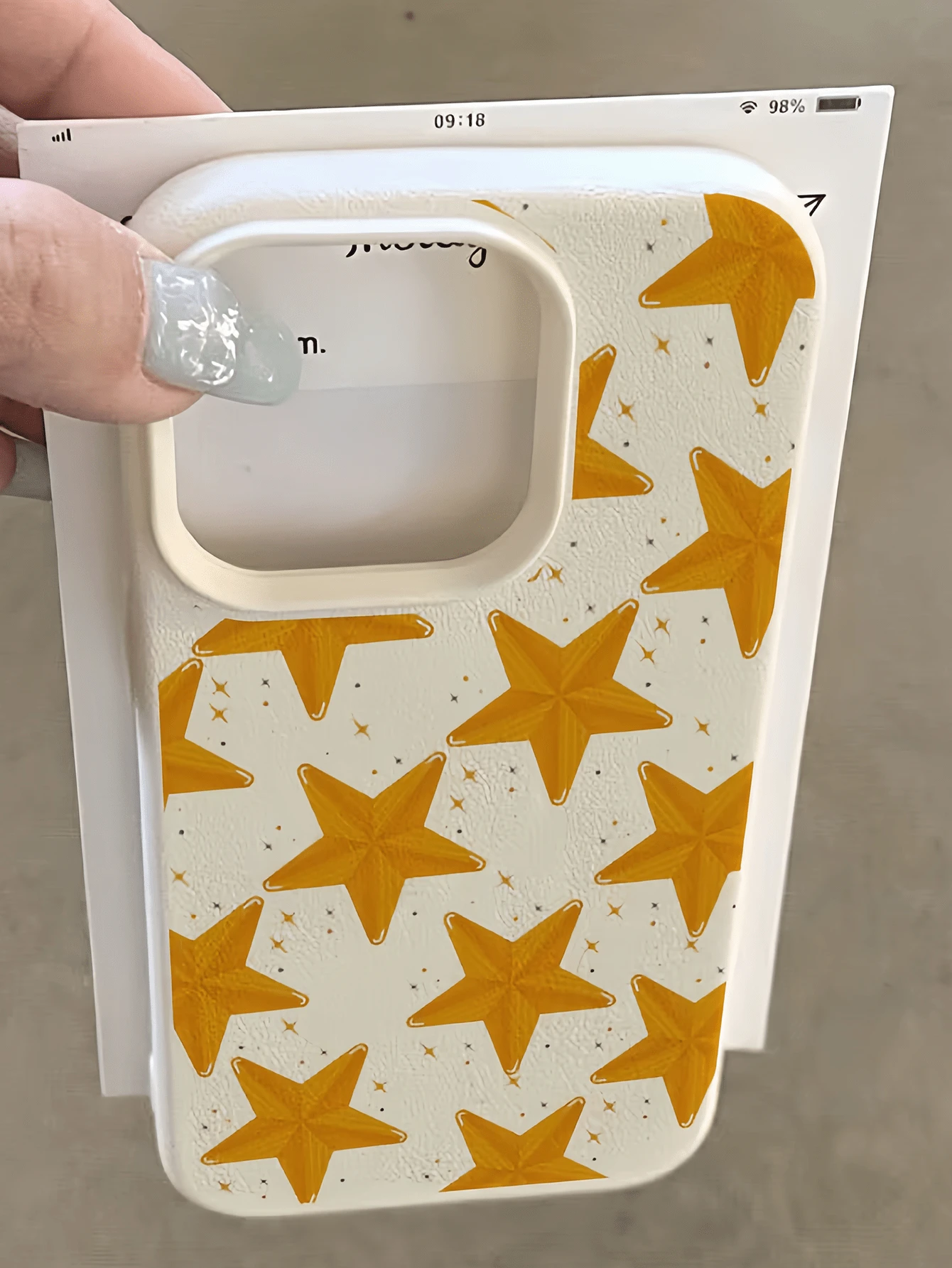 1pc White & Gold Shiny Star Design Minimalist Full Coverage TPU Shockproof Phone Case, Compatible With Apple 17, 16, 15, 14, 13, 12, 11 Pro Max, Air, And Series - Multicolor - View 1