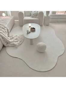 1件装极简白色不对称云朵客厅装饰地毯，客厅地毯，区域地毯，客厅区域地毯，垫子，家居装饰，大客厅地毯，圆形地毯，客厅家居装饰，房间装饰，可水洗地毯 - 多色 - 查看 2