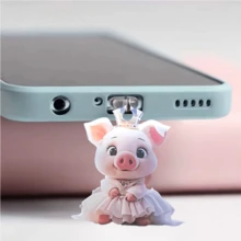 1 Stück 2D süßes Schwein Prinzessin Staubschutz für Handyanschluss, Acryl Ladeanschluss Schutzabdeckung kompatibel mit Smartphone, passend für USB & Typ-C Anschlüsse - Verschiedenfarbig - Übersicht 10